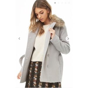 Forever 21 Light Grey Peacoat (NWT)